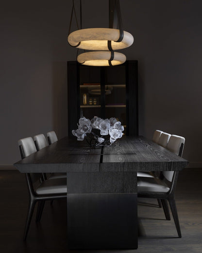 Hanglamp Alabaster Ring LED Donkerbruin Bruin Goud Woonkamer Eetkamer 3000K 4000K 6000K Ø30 Ø120cm Natuursteen Pendellamp