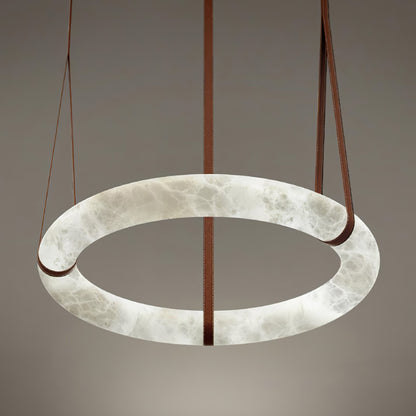 Hanglamp Alabaster Ring LED Donkerbruin Bruin Goud Woonkamer Eetkamer 3000K 4000K 6000K Ø30 Ø120cm Natuursteen Pendellamp