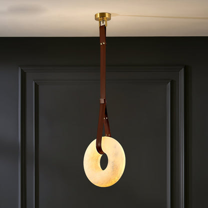 Hanglamp Alabaster Ring LED Donkerbruin Bruin Goud Woonkamer Eetkamer 3000K 4000K 6000K Ø30 Ø120cm Natuursteen Pendellamp