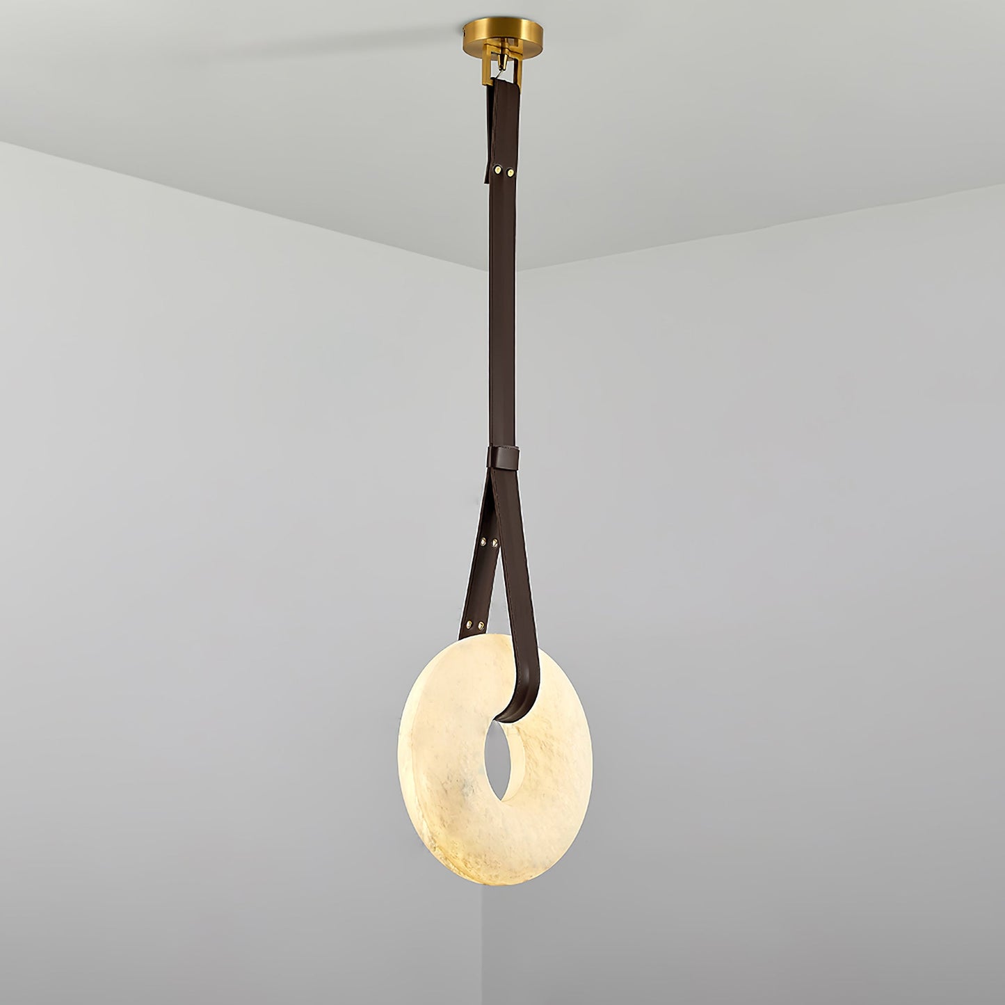Hanglamp Alabaster Ring LED Donkerbruin Bruin Goud Woonkamer Eetkamer 3000K 4000K 6000K Ø30 Ø120cm Natuursteen Pendellamp
