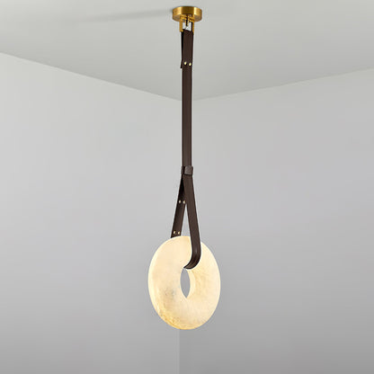 Hanglamp Alabaster Ring LED Donkerbruin Bruin Goud Woonkamer Eetkamer 3000K 4000K 6000K Ø30 Ø120cm Natuursteen Pendellamp