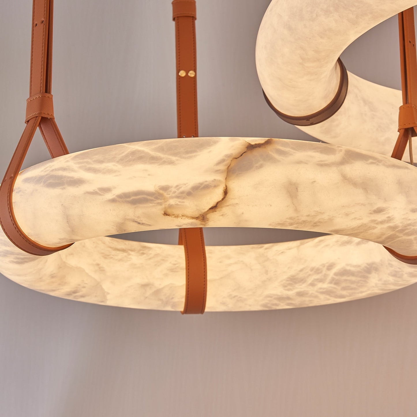 Hanglamp Alabaster Ring LED Donkerbruin Bruin Goud Woonkamer Eetkamer 3000K 4000K 6000K Ø30 Ø120cm Natuursteen Pendellamp