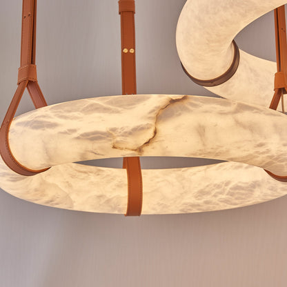 Hanglamp Alabaster Ring LED Donkerbruin Bruin Goud Woonkamer Eetkamer 3000K 4000K 6000K Ø30 Ø120cm Natuursteen Pendellamp