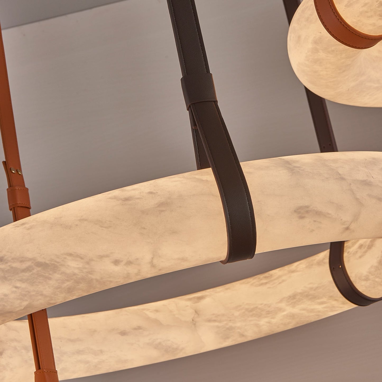Hanglamp Alabaster Ring LED Donkerbruin Bruin Goud Woonkamer Eetkamer 3000K 4000K 6000K Ø30 Ø120cm Natuursteen Pendellamp