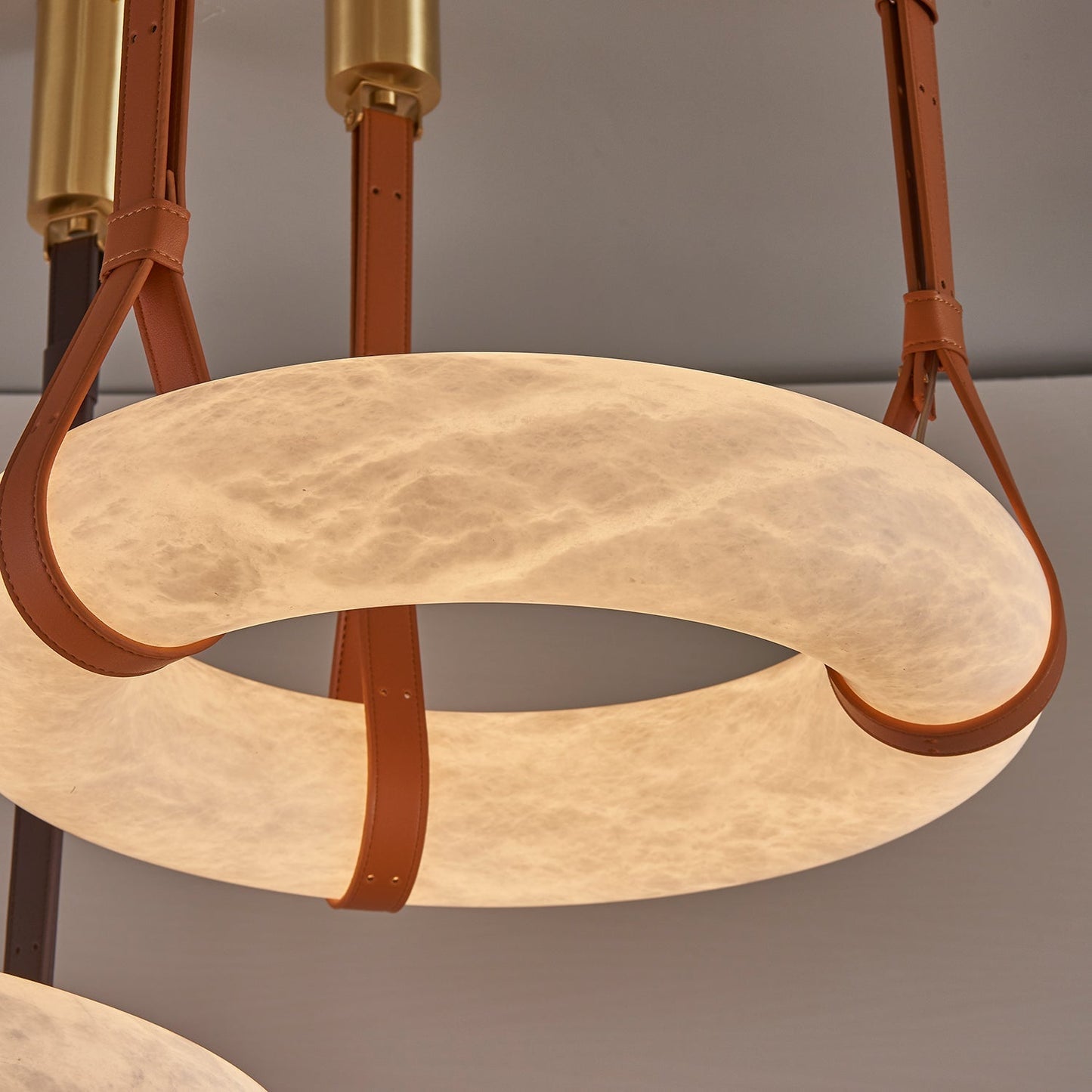 Hanglamp Alabaster Ring LED Donkerbruin Bruin Goud Woonkamer Eetkamer 3000K 4000K 6000K Ø30 Ø120cm Natuursteen Pendellamp