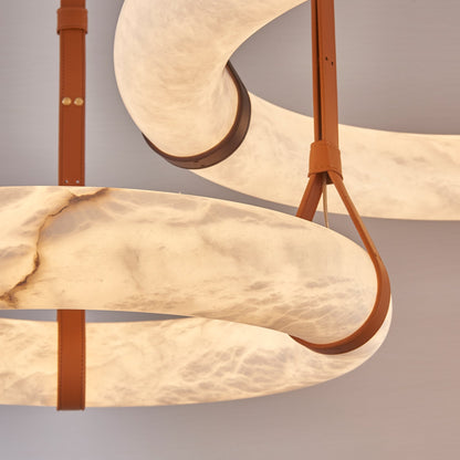 Hanglamp Alabaster Ring LED Donkerbruin Bruin Goud Woonkamer Eetkamer 3000K 4000K 6000K Ø30 Ø120cm Natuursteen Pendellamp