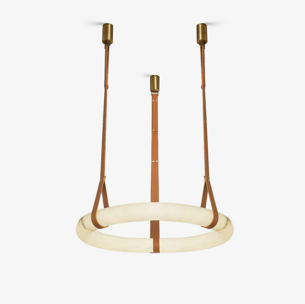 Hanglamp Alabaster Ring LED Donkerbruin Bruin Goud Woonkamer Eetkamer 3000K 4000K 6000K Ø30 Ø120cm Natuursteen Pendellamp