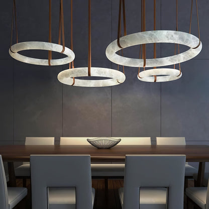 Hanglamp Alabaster Ring LED Donkerbruin Bruin Goud Woonkamer Eetkamer 3000K 4000K 6000K Ø30 Ø120cm Natuursteen Pendellamp
