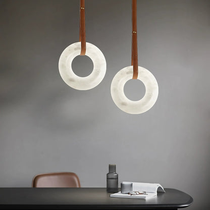 Hanglamp Alabaster Ring LED Donkerbruin Bruin Goud Woonkamer Eetkamer 3000K 4000K 6000K Ø30 Ø120cm Natuursteen Pendellamp