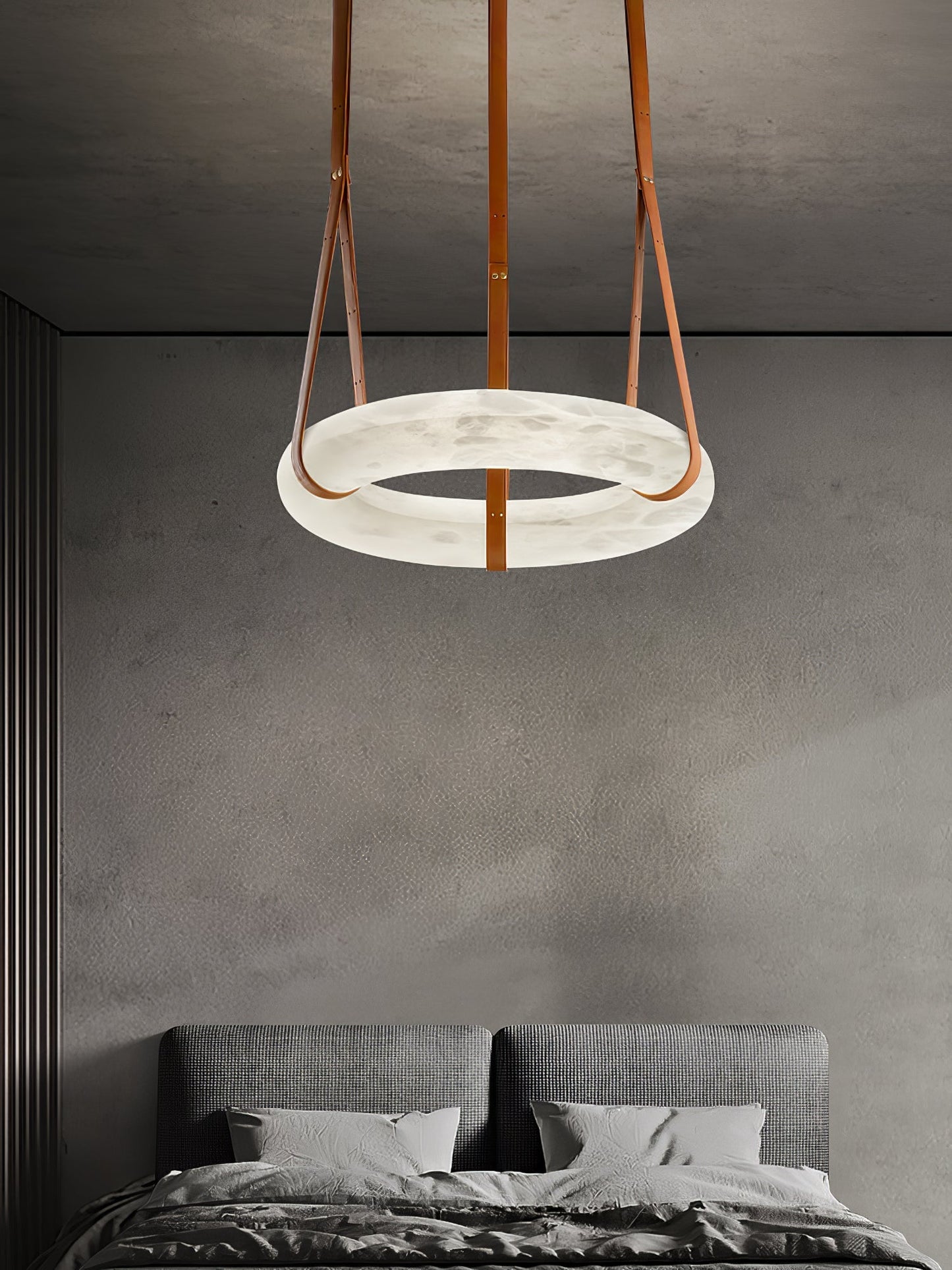 Hanglamp Alabaster Ring LED Donkerbruin Bruin Goud Woonkamer Eetkamer 3000K 4000K 6000K Ø30 Ø120cm Natuursteen Pendellamp