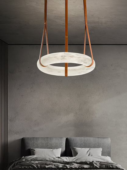 Hanglamp Alabaster Ring LED Donkerbruin Bruin Goud Woonkamer Eetkamer 3000K 4000K 6000K Ø30 Ø120cm Natuursteen Pendellamp