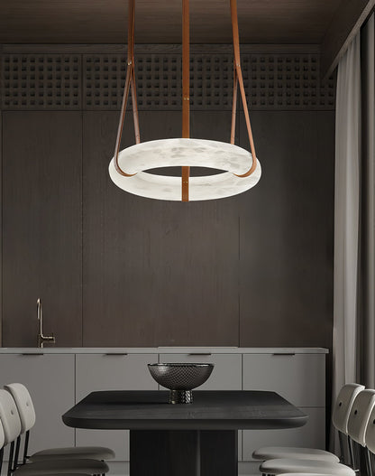 Hanglamp Alabaster Ring LED Donkerbruin Bruin Goud Woonkamer Eetkamer 3000K 4000K 6000K Ø30 Ø120cm Natuursteen Pendellamp