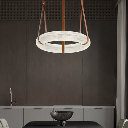 Hanglamp Alabaster Ring LED Donkerbruin Bruin Goud Woonkamer Eetkamer 3000K 4000K 6000K Ø30 Ø120cm Natuursteen Pendellamp
