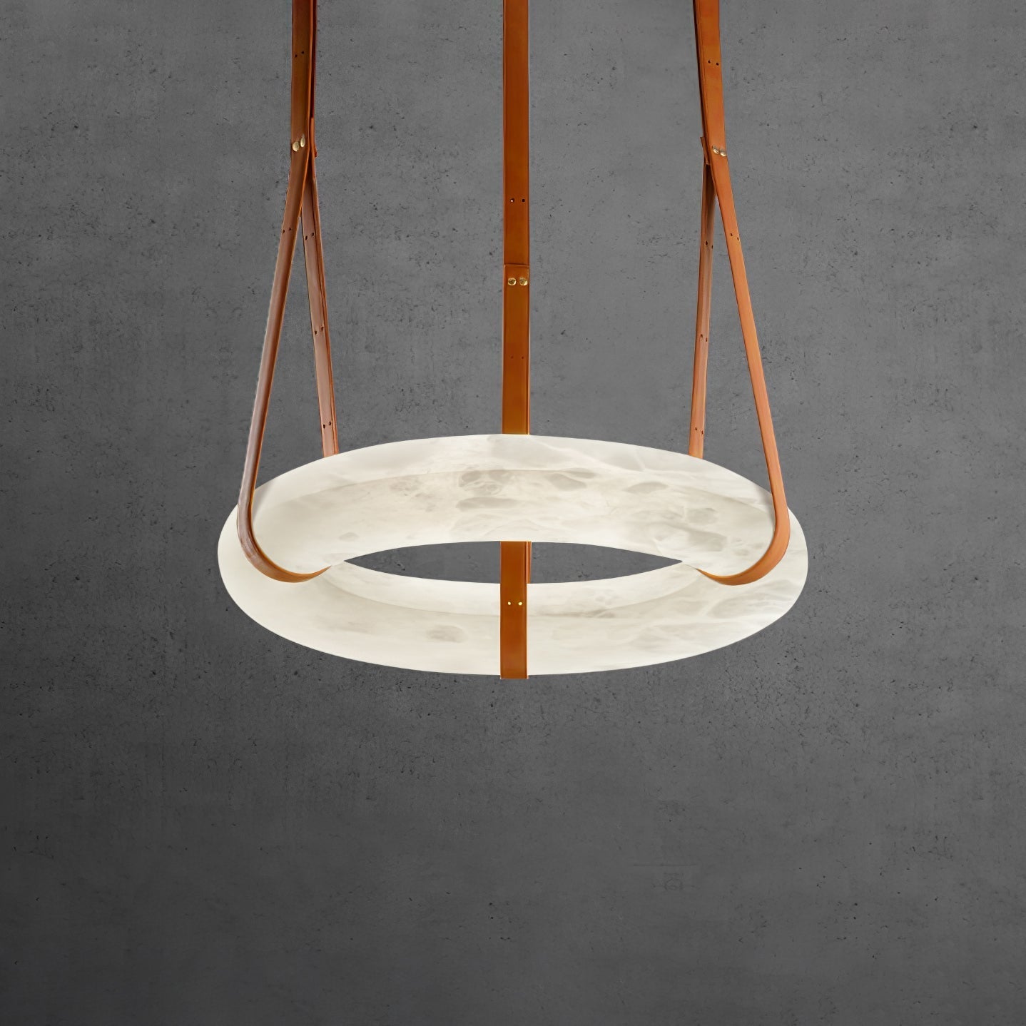 Hanglamp Alabaster Ring LED Donkerbruin Bruin Goud Woonkamer Eetkamer 3000K 4000K 6000K Ø30 Ø120cm Natuursteen Pendellamp