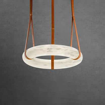 Hanglamp Alabaster Ring LED Donkerbruin Bruin Goud Woonkamer Eetkamer 3000K 4000K 6000K Ø30 Ø120cm Natuursteen Pendellamp