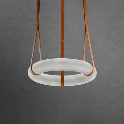 Hanglamp Alabaster Ring LED Donkerbruin Bruin Goud Woonkamer Eetkamer 3000K 4000K 6000K Ø30 Ø120cm Natuursteen Pendellamp