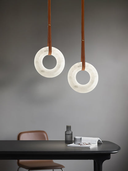 Hanglamp Alabaster Ring LED Donkerbruin Bruin Goud Woonkamer Eetkamer 3000K 4000K 6000K Ø30 Ø120cm Natuursteen Pendellamp