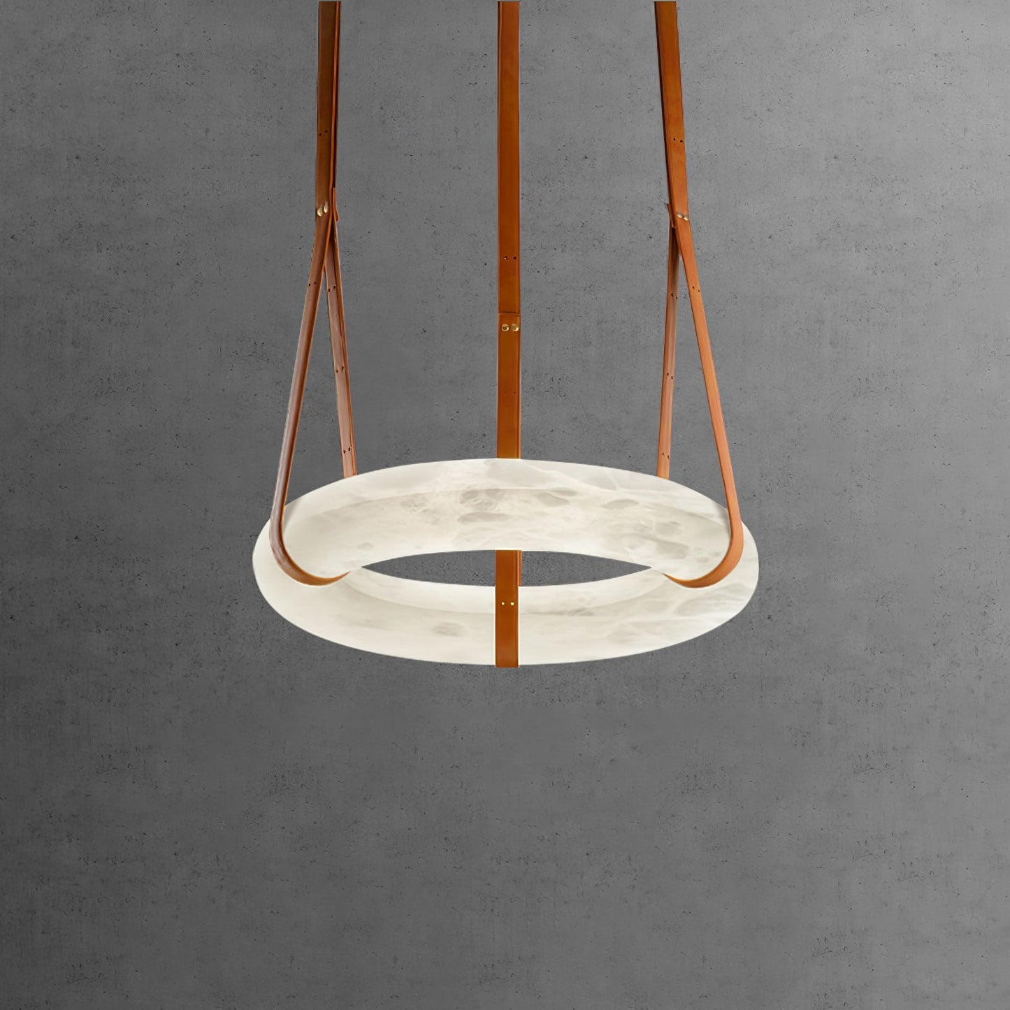 Hanglamp Alabaster Ring LED Donkerbruin Bruin Goud Woonkamer Eetkamer 3000K 4000K 6000K Ø30 Ø120cm Natuursteen Pendellamp