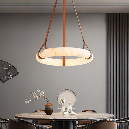 Hanglamp Alabaster Ring LED Donkerbruin Bruin Goud Woonkamer Eetkamer 3000K 4000K 6000K Ø30 Ø120cm Natuursteen Pendellamp