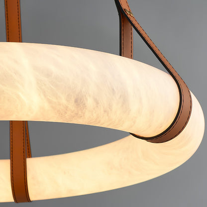 Hanglamp Alabaster Ring LED Donkerbruin Bruin Goud Woonkamer Eetkamer 3000K 4000K 6000K Ø30 Ø120cm Natuursteen Pendellamp