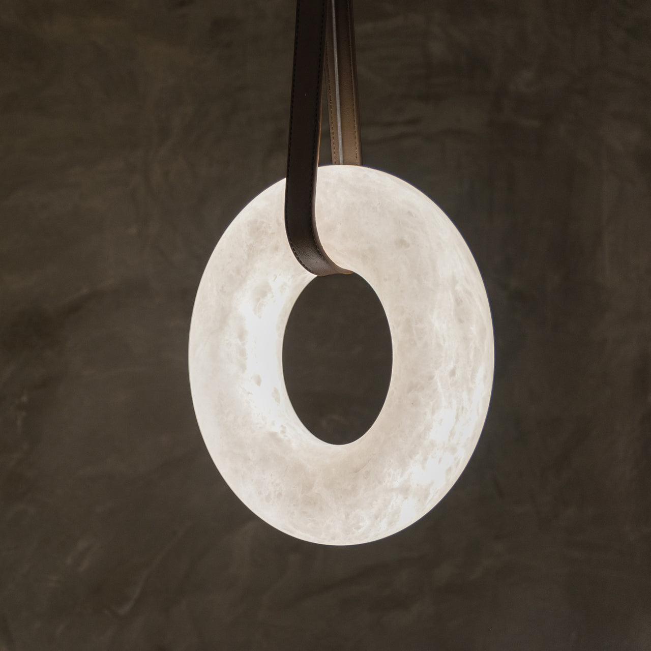 Hanglamp Alabaster Ring LED Donkerbruin Bruin Goud Woonkamer Eetkamer 3000K 4000K 6000K Ø30 Ø120cm Natuursteen Pendellamp
