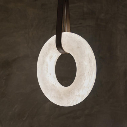 Hanglamp Alabaster Ring LED Donkerbruin Bruin Goud Woonkamer Eetkamer 3000K 4000K 6000K Ø30 Ø120cm Natuursteen Pendellamp