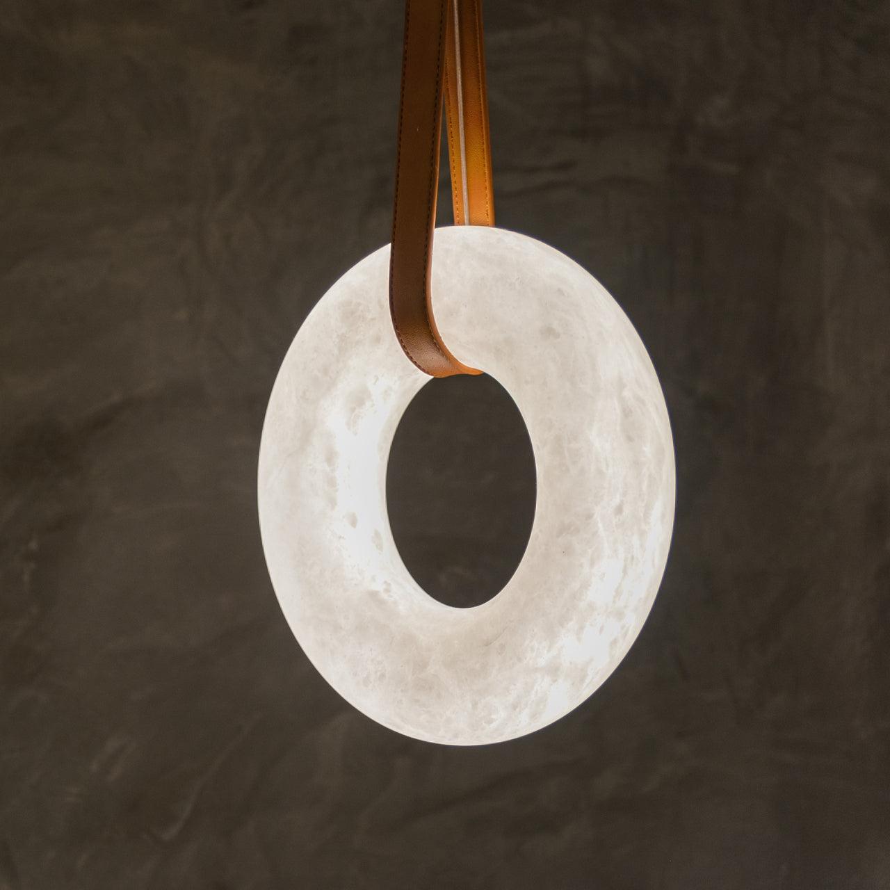 Hanglamp Alabaster Ring LED Donkerbruin Bruin Goud Woonkamer Eetkamer 3000K 4000K 6000K Ø30 Ø120cm Natuursteen Pendellamp