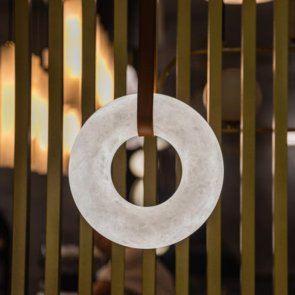 Hanglamp Alabaster Ring LED Donkerbruin Bruin Goud Woonkamer Eetkamer 3000K 4000K 6000K Ø30 Ø120cm Natuursteen Pendellamp