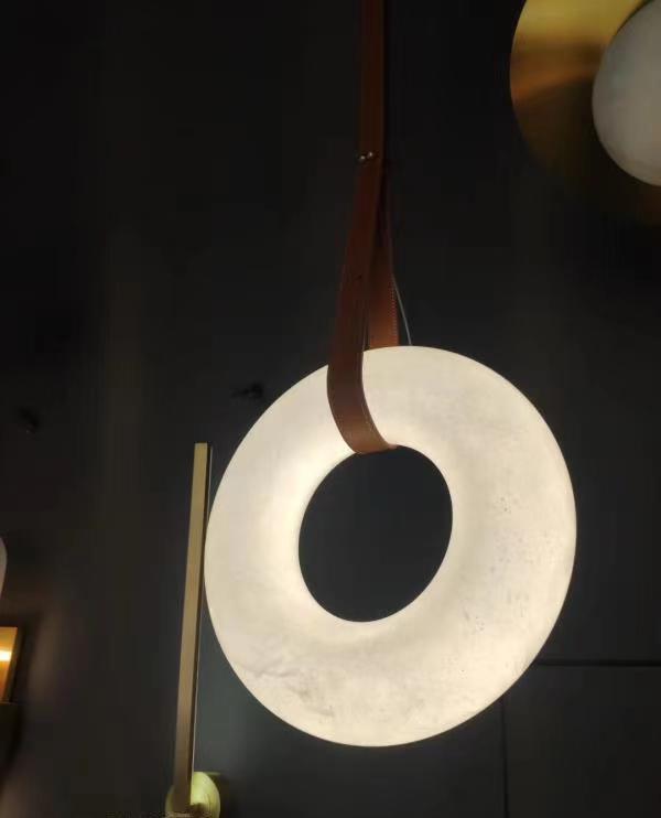 Hanglamp Alabaster Ring LED Donkerbruin Bruin Goud Woonkamer Eetkamer 3000K 4000K 6000K Ø30 Ø120cm Natuursteen Pendellamp