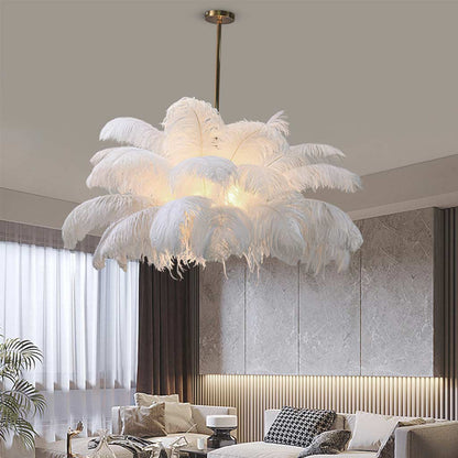 Veren Hanglamp Plafondlamp Struisvogelveren Wit LED 80cm 100cm Modern Design