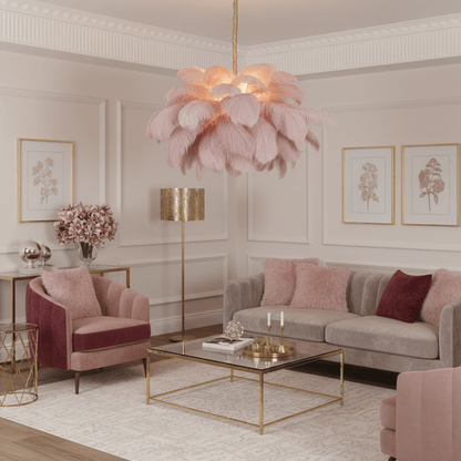 Veren Kroonluchter 56 Handgekleurde Pluimen Messing Fitting Goud Zilver Hollywood Glamour Statement Verlichting