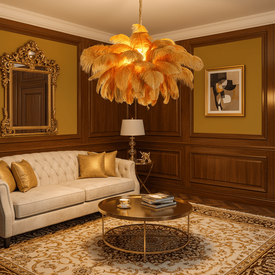 Veren Kroonluchter 56 Handgekleurde Pluimen Messing Fitting Goud Zilver Hollywood Glamour Statement Verlichting