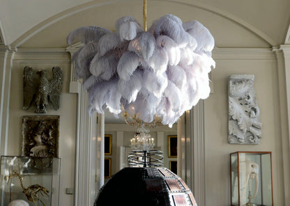 Veren Kroonluchter 56 Handgekleurde Pluimen Messing Fitting Goud Zilver Hollywood Glamour Statement Verlichting