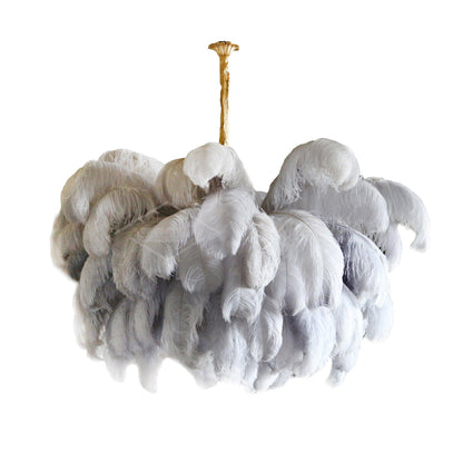 Veren Kroonluchter 56 Handgekleurde Pluimen Messing Fitting Goud Zilver Hollywood Glamour Statement Verlichting