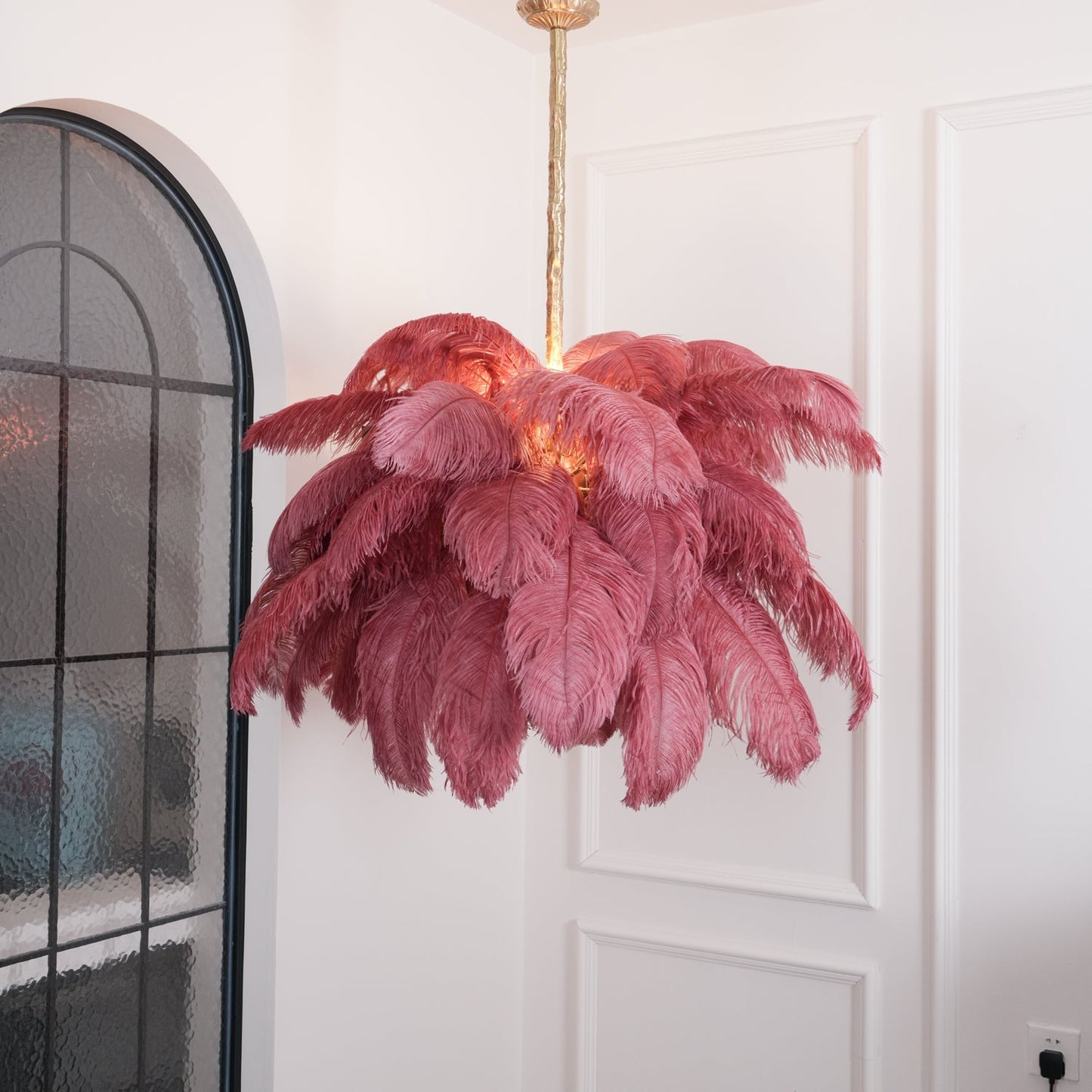 Veren Kroonluchter 56 Handgekleurde Pluimen Messing Fitting Goud Zilver Hollywood Glamour Statement Verlichting
