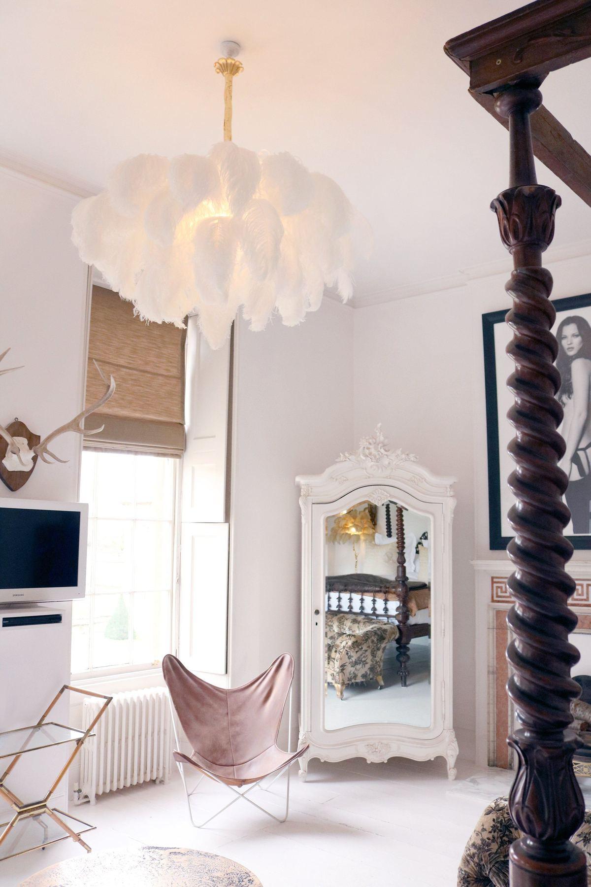 Veren Kroonluchter 56 Handgekleurde Pluimen Messing Fitting Goud Zilver Hollywood Glamour Statement Verlichting