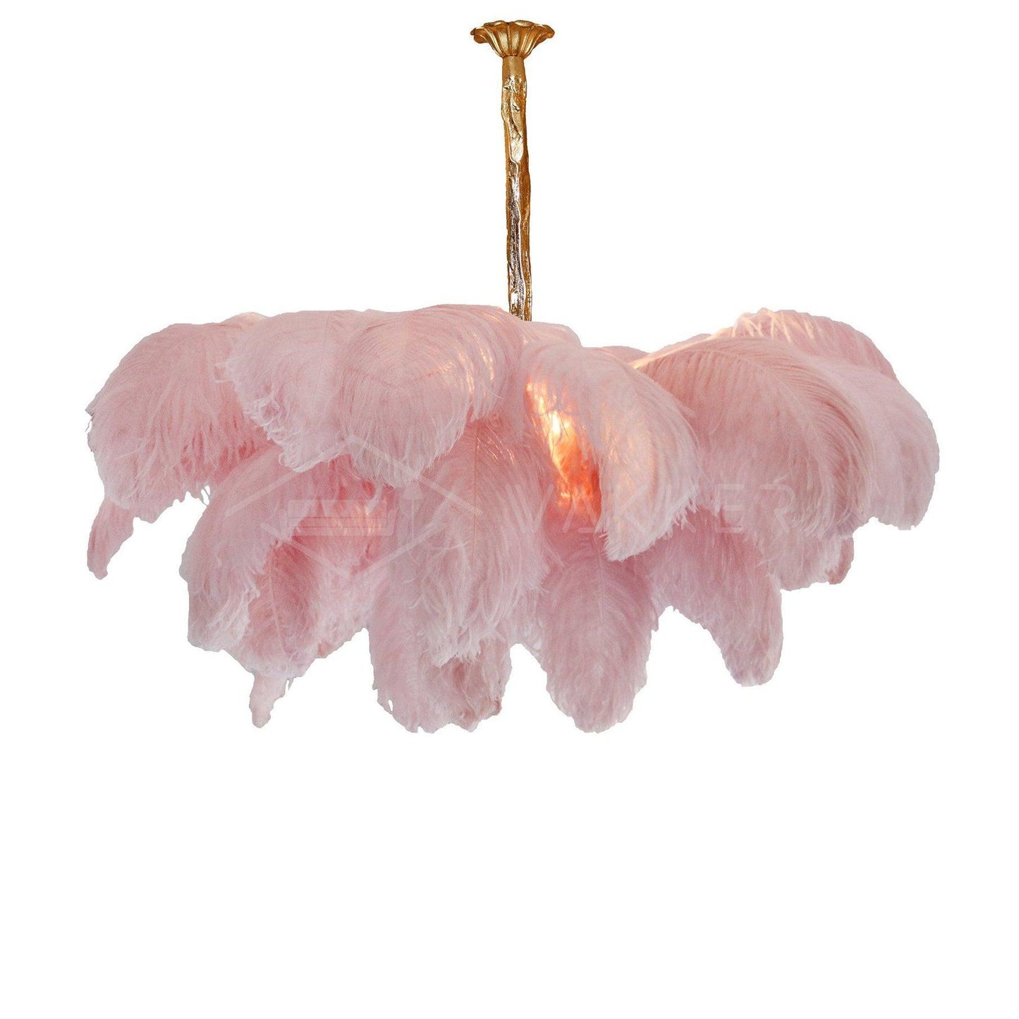 Veren Kroonluchter 56 Handgekleurde Pluimen Messing Fitting Goud Zilver Hollywood Glamour Statement Verlichting