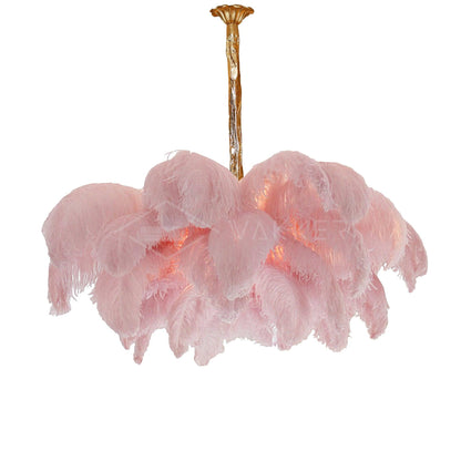 Veren Kroonluchter 56 Handgekleurde Pluimen Messing Fitting Goud Zilver Hollywood Glamour Statement Verlichting