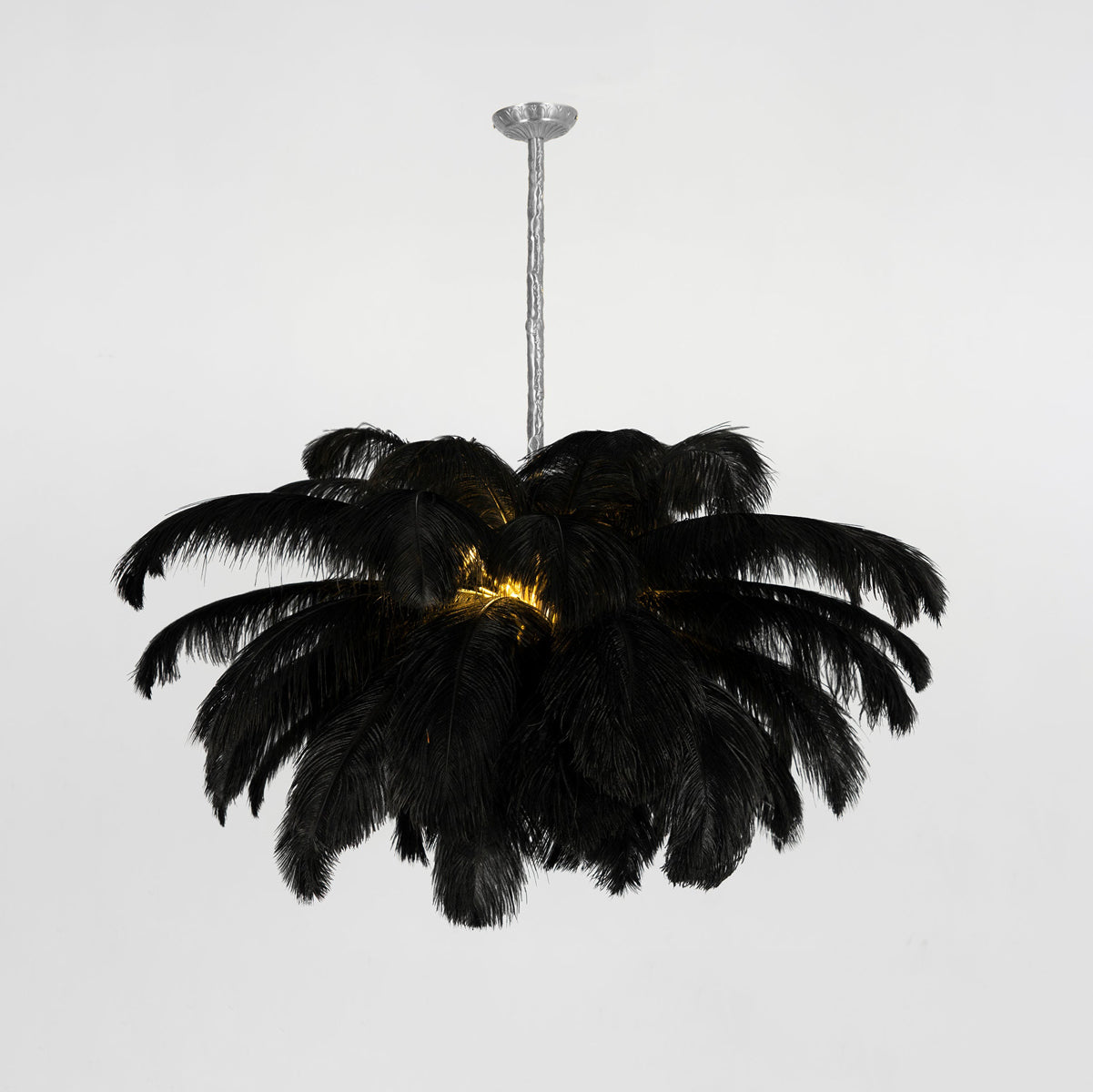 Veren Kroonluchter 56 Handgekleurde Pluimen Messing Fitting Goud Zilver Hollywood Glamour Statement Verlichting