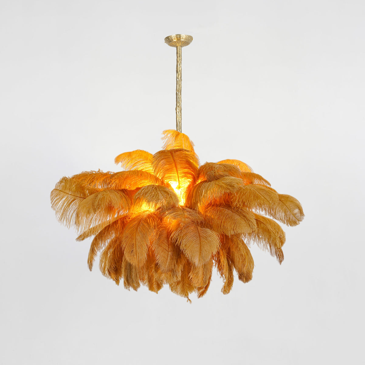 Veren Kroonluchter 56 Handgekleurde Pluimen Messing Fitting Goud Zilver Hollywood Glamour Statement Verlichting
