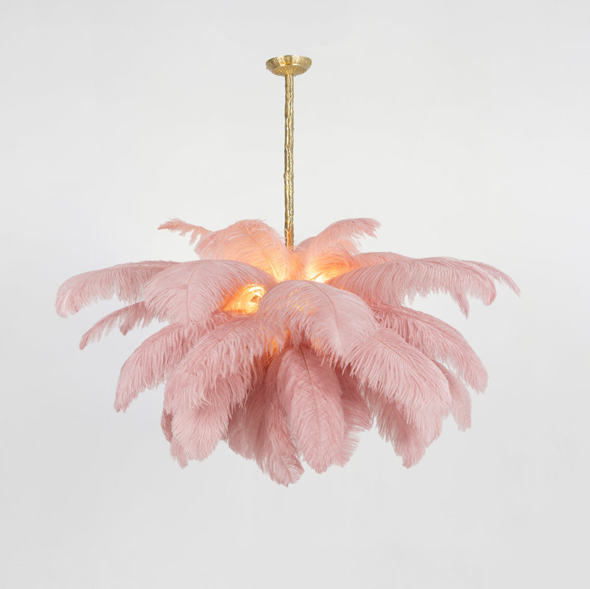 Veren Kroonluchter 56 Handgekleurde Pluimen Messing Fitting Goud Zilver Hollywood Glamour Statement Verlichting