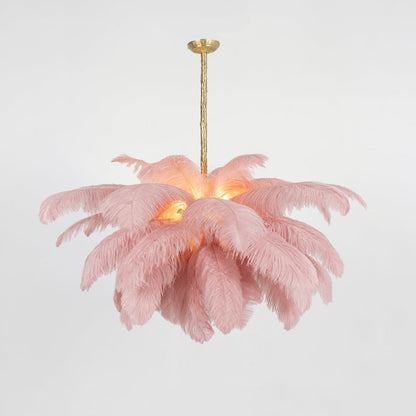Veren Kroonluchter 56 Handgekleurde Pluimen Messing Fitting Goud Zilver Hollywood Glamour Statement Verlichting