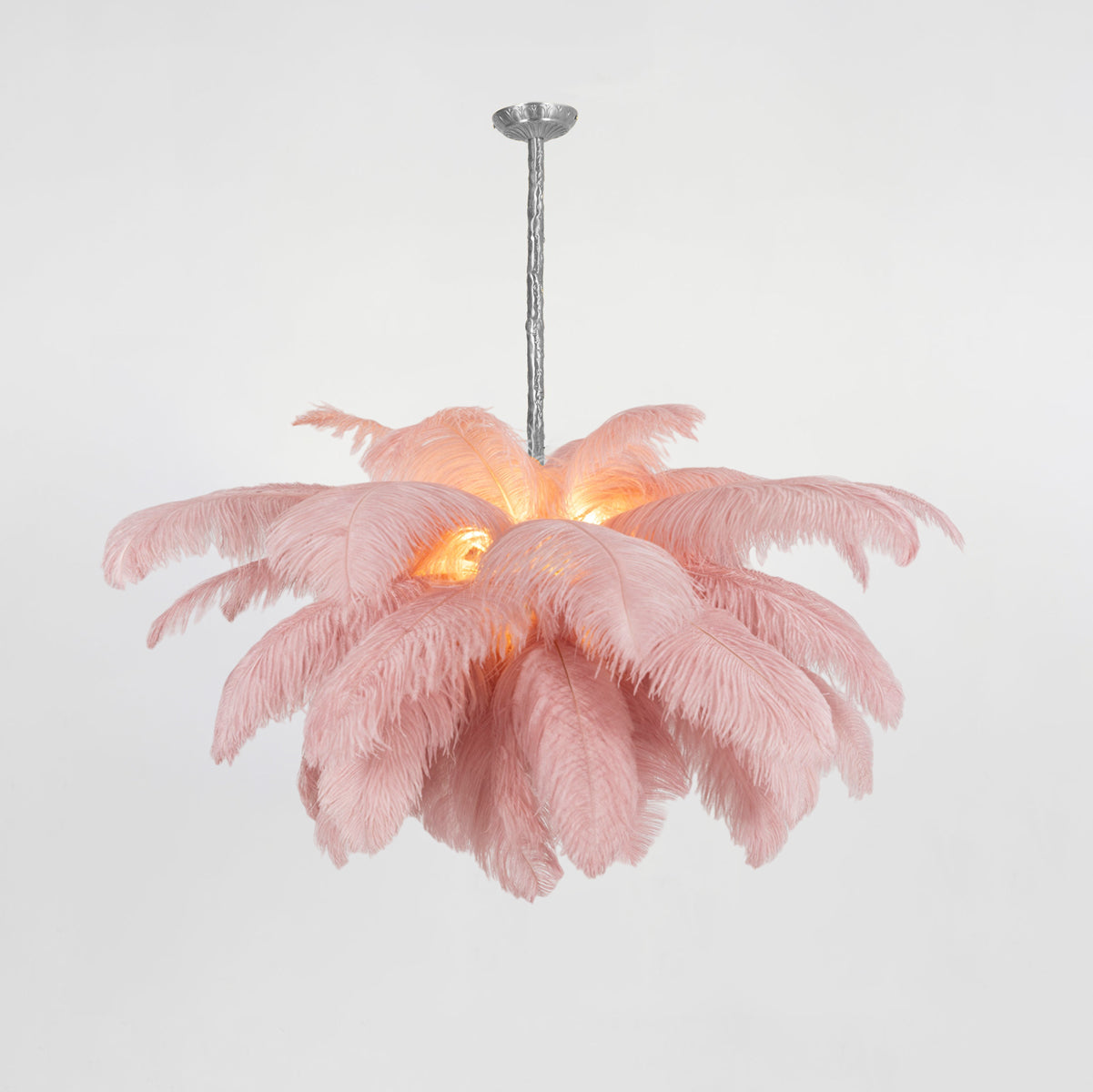 Veren Kroonluchter 56 Handgekleurde Pluimen Messing Fitting Goud Zilver Hollywood Glamour Statement Verlichting