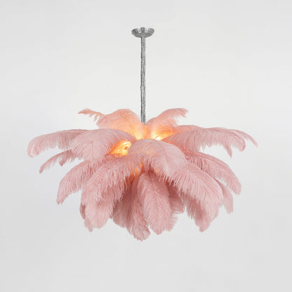 Veren Kroonluchter 56 Handgekleurde Pluimen Messing Fitting Goud Zilver Hollywood Glamour Statement Verlichting