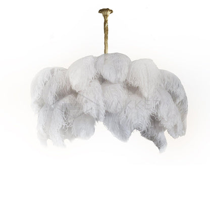 Veren Kroonluchter 56 Handgekleurde Pluimen Messing Fitting Goud Zilver Hollywood Glamour Statement Verlichting