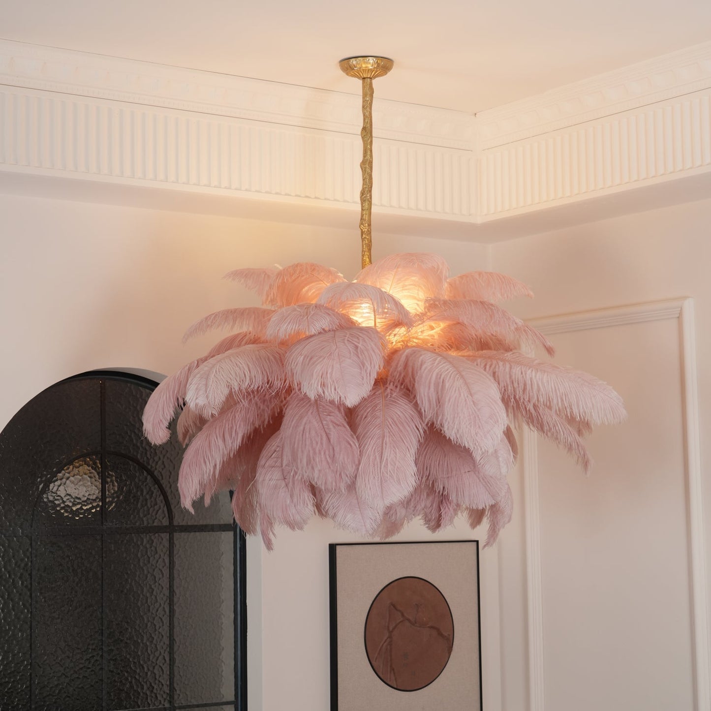 Veren Kroonluchter 56 Handgekleurde Pluimen Messing Fitting Goud Zilver Hollywood Glamour Statement Verlichting