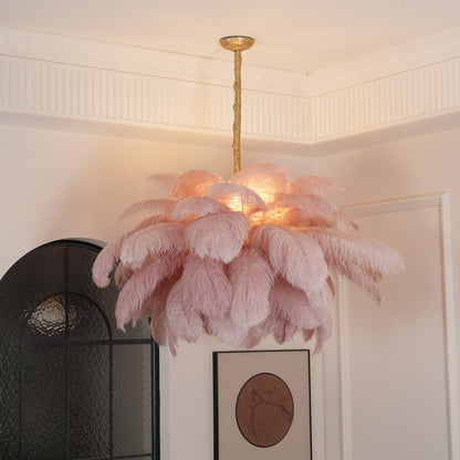 Veren Kroonluchter 56 Handgekleurde Pluimen Messing Fitting Goud Zilver Hollywood Glamour Statement Verlichting