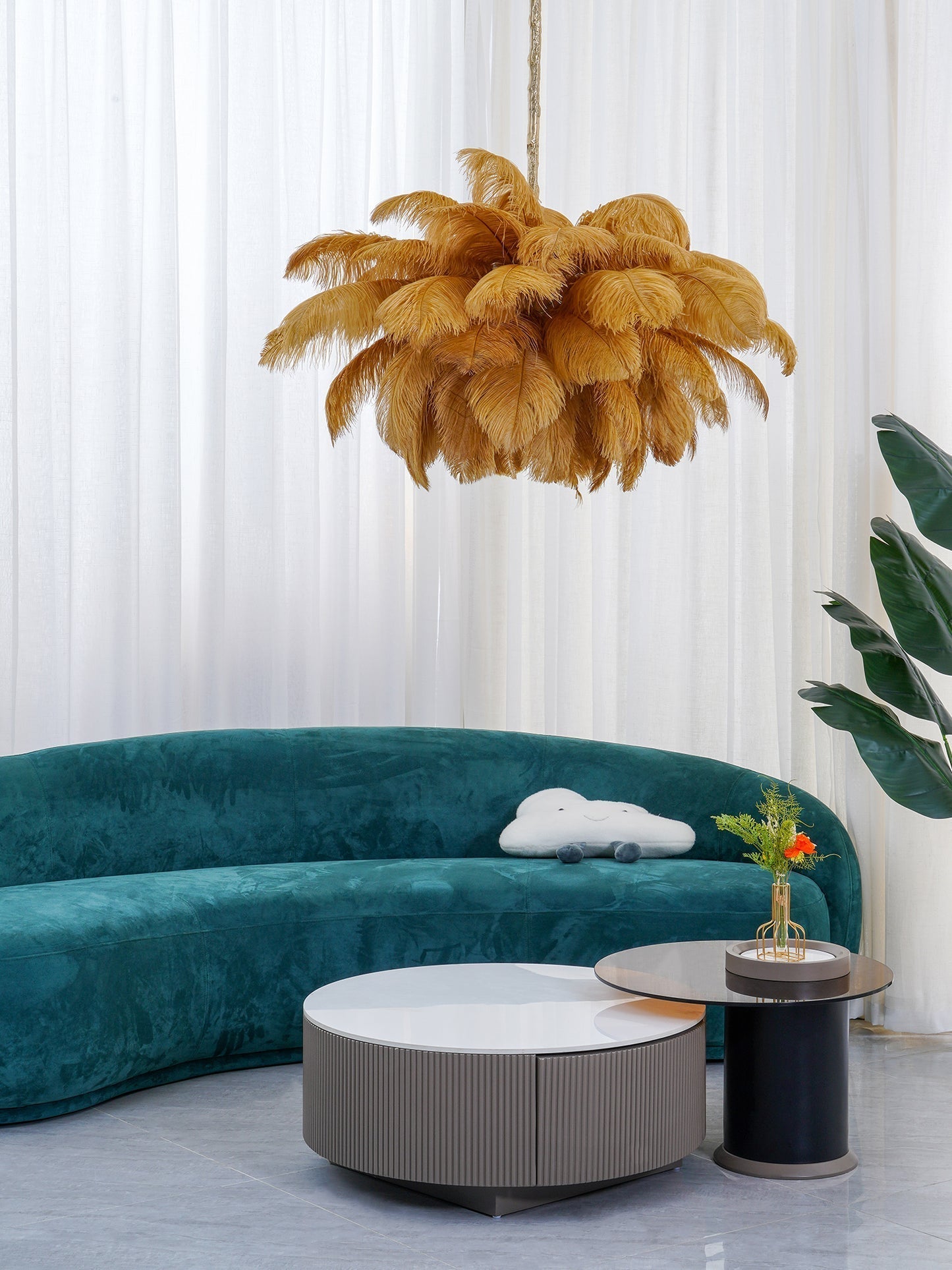 Veren Kroonluchter 56 Handgekleurde Pluimen Messing Fitting Goud Zilver Hollywood Glamour Statement Verlichting