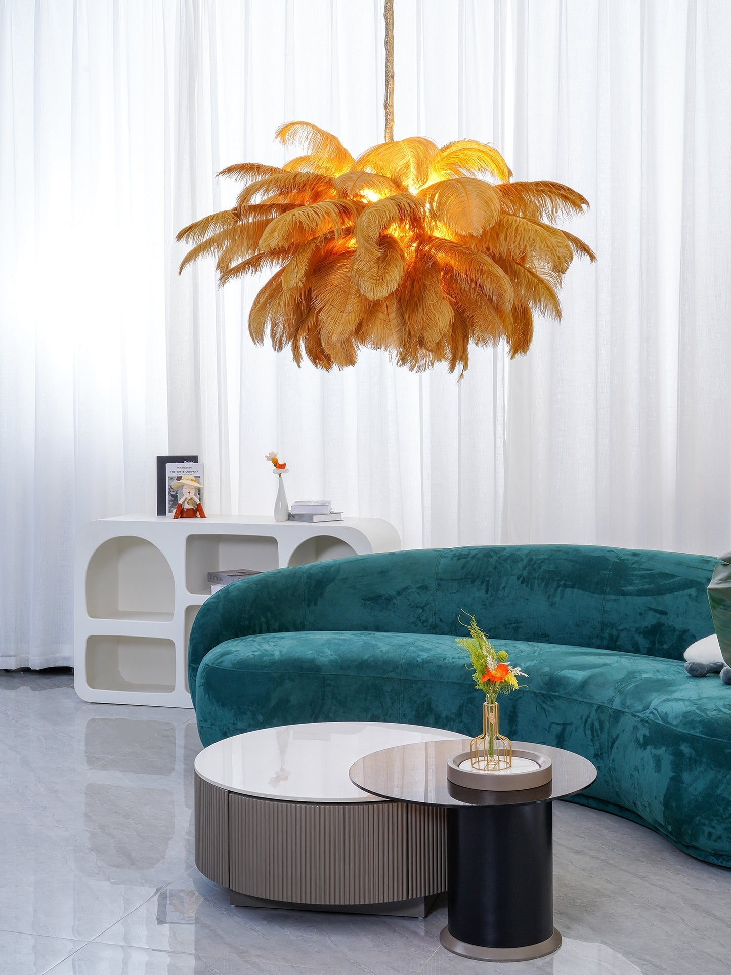 Veren Kroonluchter 56 Handgekleurde Pluimen Messing Fitting Goud Zilver Hollywood Glamour Statement Verlichting
