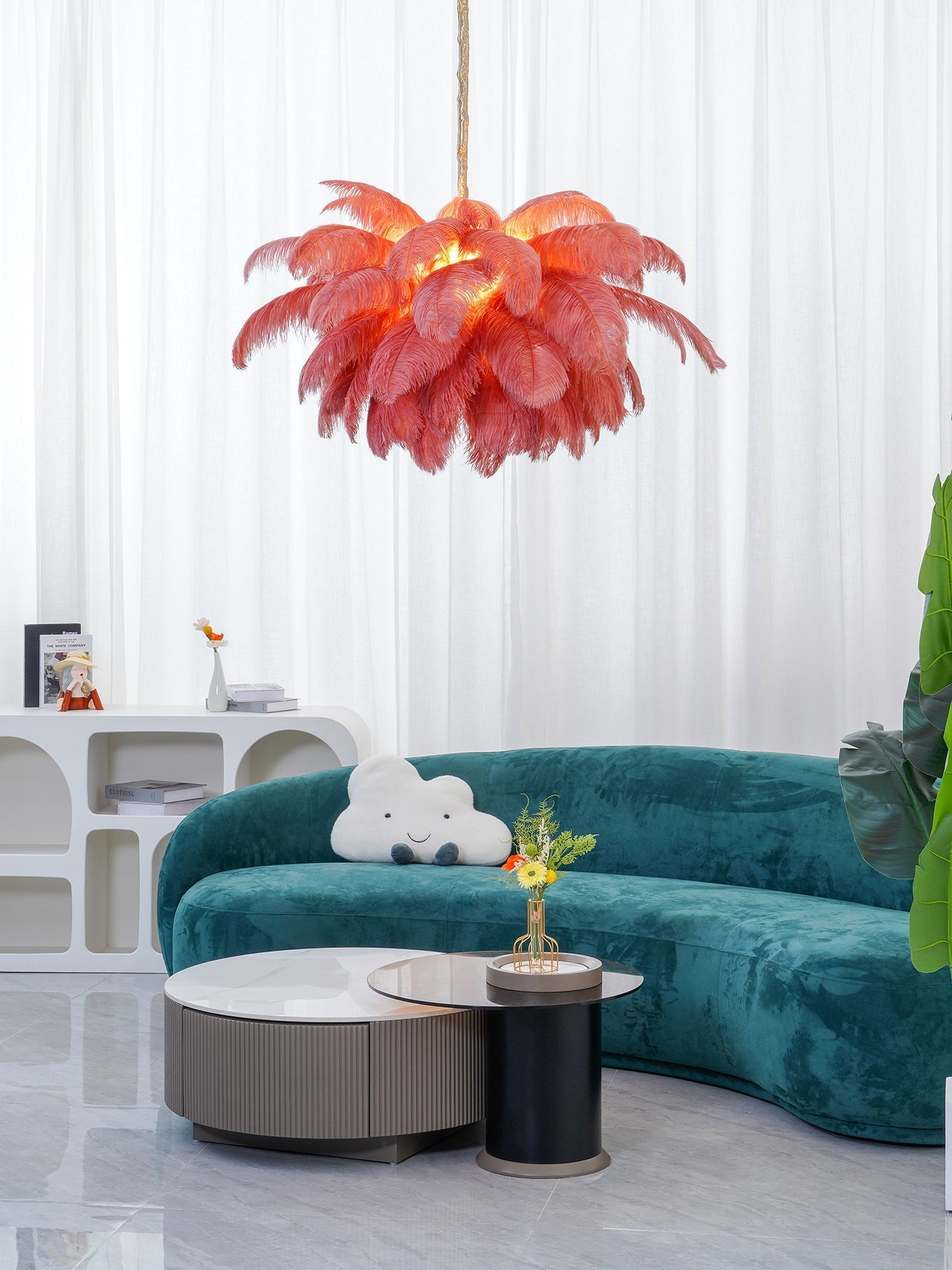 Veren Kroonluchter 56 Handgekleurde Pluimen Messing Fitting Goud Zilver Hollywood Glamour Statement Verlichting
